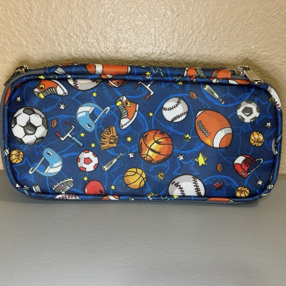 Sports Theme Pencil Case Zip Roomy by FlowFly Football Baseball‎ Basketball Kids